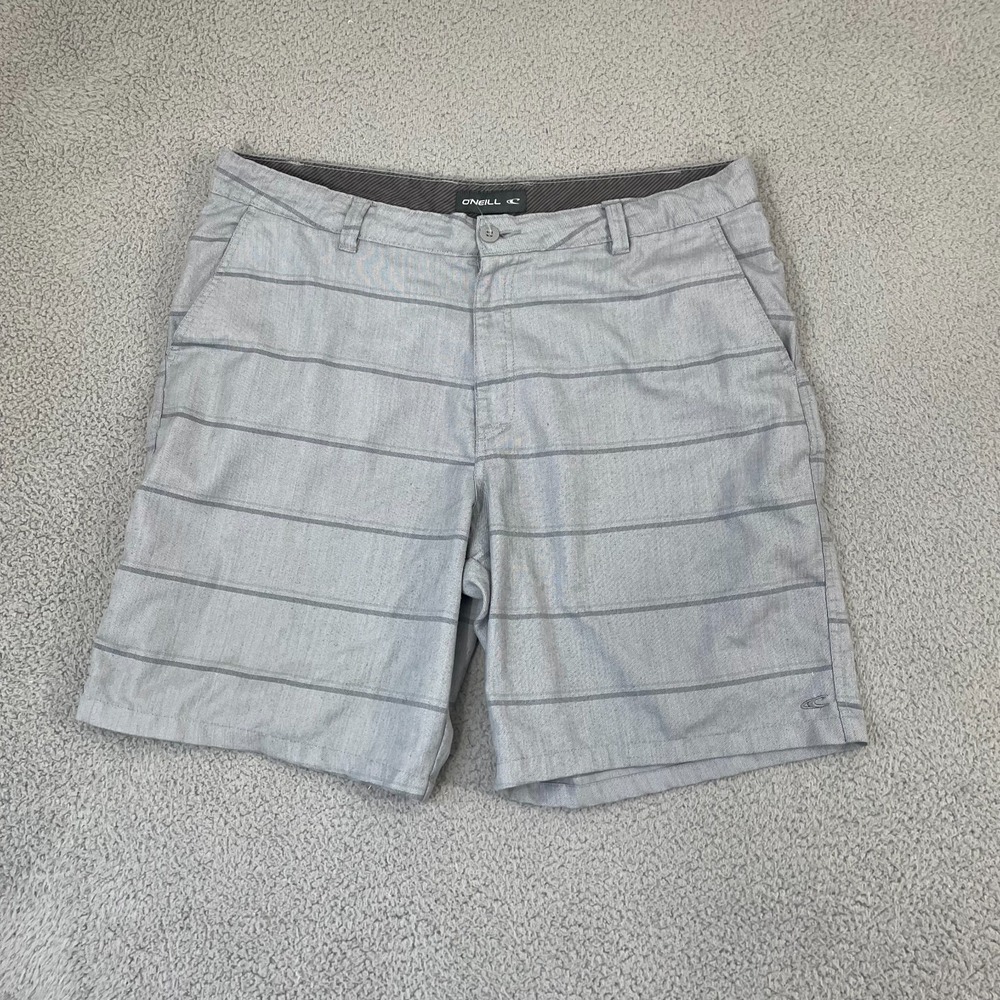 O'neill Shorts Men 40 Gray Striped Flat Front